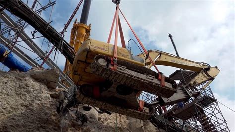 how to lift a mini excavator with a crane|how to lift an excavator.